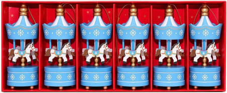 Senon 6'lı Mini Atlı Karınca Noel Ağaç Süsü Renkli Ahşap Geleneksel Tasarım Çocuk Odası ve Yılbaşı Süslemesi İçin Dekoratif Hediyelik (3 Renk Karışık)