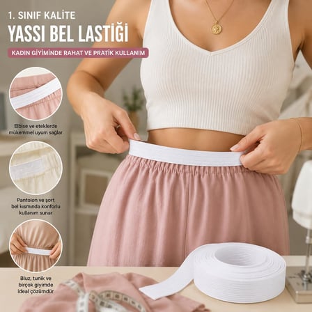 Yassı Bel Lastiği 10 Metre x 1 cm Beyaz Elastik Dikiş Lastiği Güçlü Esnek Dayanıklı İç Giyim Eşofman Pantolon Şort Etek Elbise Bebek ve Hobi Dikiş Projeleri İçin Uygun