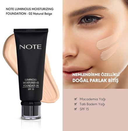 Cosmetics Luminous Moisturizing 02 Natural Beige Nemlendirici Etkili SPF 15 Kapatıcı Fondöten