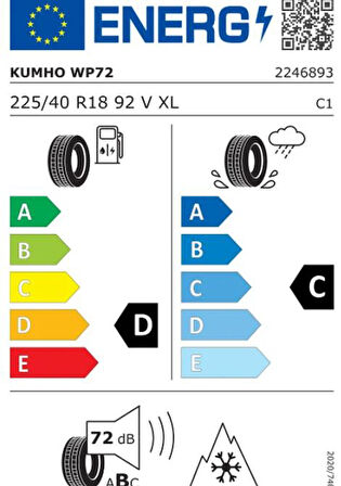 225/40R18 92V XL WINTERCRAFT WP72 KUMHO