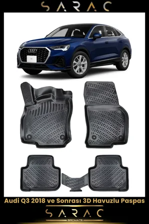 Audi Q3 2020 Model Araca Özel 3d Havuzlu Paspas