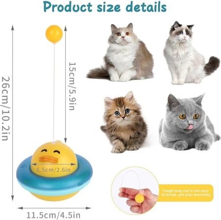 360 Derece Dönen Ördek Şekilli İnteraktif Kedi Oyuncağı Atıştırmalık Dispenseri Kedi Eğitici Oyuncak