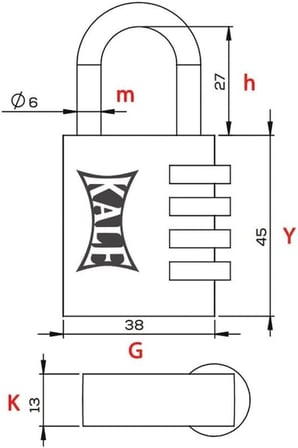 4 Basamaklı Şifreli Asma Kilit Kırmızı 38 mm