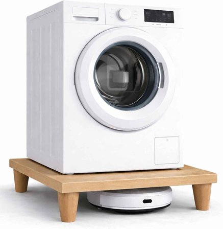 İMT AKSESUAR Çamaşır Makinesi Yükseltici Platform 60x60x12 cm Açık Meşe Robot Süpürge Uyumlu Titreşim Azaltıcı