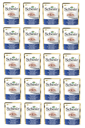 Schesir Pouch Ton Balıklı ve Levrekli Kedi Yaş Maması 85 Gr. X 20 Adet