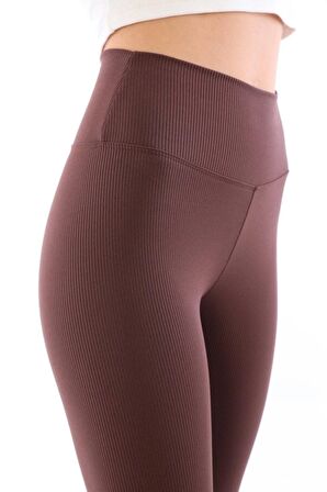 Antrasit Renk Fitilli Yüksel Bel Tayt