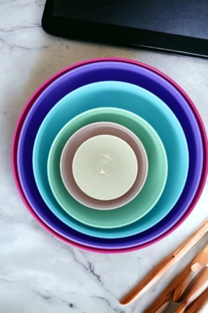 6 Parça Plastik Karıştırma Kaseleri, Renkli Servis Kaseleri, Salata Kasesi, Iç Içe Geçebilir Kaseler