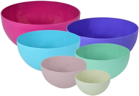 6 Parça Plastik Karıştırma Kaseleri, Renkli Servis Kaseleri, Salata Kasesi, Iç Içe Geçebilir Kaseler