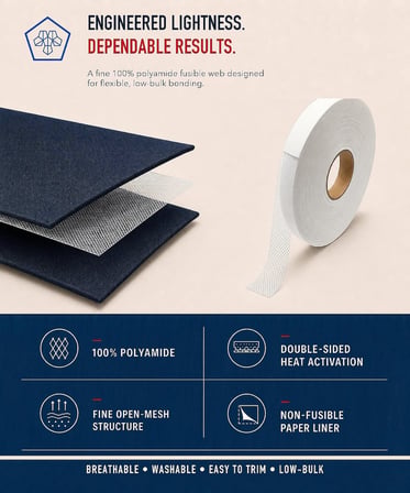 Paça Telası 2 cm x 50 m - Çift Taraflı Yapışkan Tela - Şerit Tela - Ütü ile Yapıştırılan Tela - Dokumasız Uygulama - Amerikan Tela - Dikiş Nakış Telası (Beyaz)