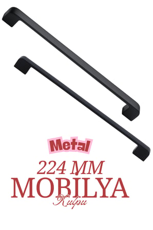 Radius Siyah Metal Mobilya Kulpu 224 mm 22,4 cm Uyumlu Modern Mutfak Dolabı Çekmece Kulbu 22,4 25,6