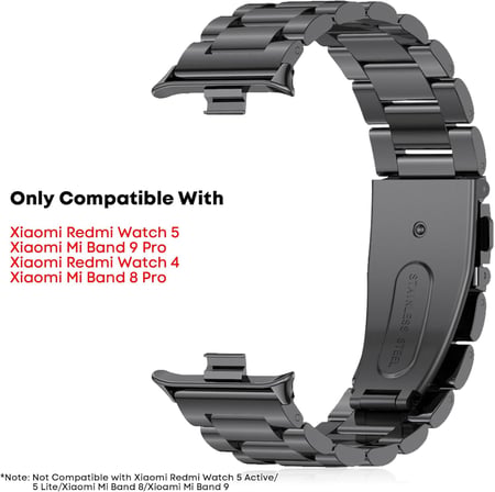 Bileklik XiaomiRedmi Watch 4 ile uyumlu, birinci sınıf paslanmaz çelik metal ayarlanabilir yedek kayış, kadın/erkek için