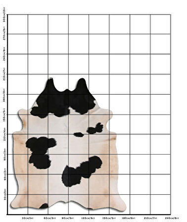 Hakiki Deri Dana Postu Siyah Beyaz 170 x 210 cm - 66012