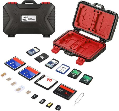24 Slot Çoklu Hafıza Kartı ve Micro Sd Kart Taşıma Çantası Micro SD Kart Kutusu (Kırmızı)