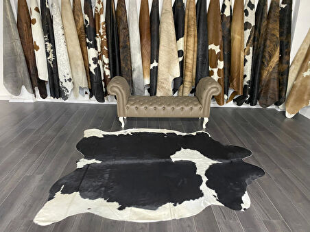 HAKİKİ DERİ DANA POSTU SİYAH - BEYAZ 190 x 240 - 0701000008