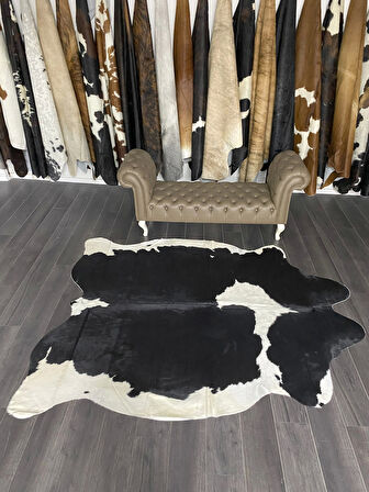HAKİKİ DERİ DANA POSTU SİYAH - BEYAZ 190 x 240 - 0701000008