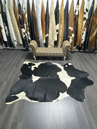 HAKİKİ DERİ DANA POSTU SİYAH - BEYAZ 195 x 255 - 0701000009