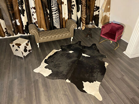 HAKİKİ DERİ DANA POSTU SİYAH - BEYAZ 195 x 230 - 0701000036