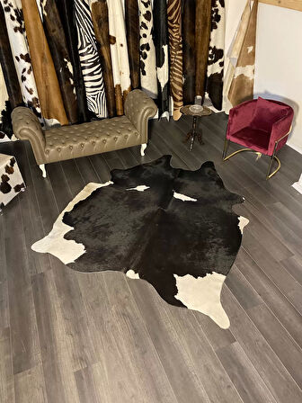HAKİKİ DERİ DANA POSTU SİYAH - BEYAZ 195 x 230 - 0701000036