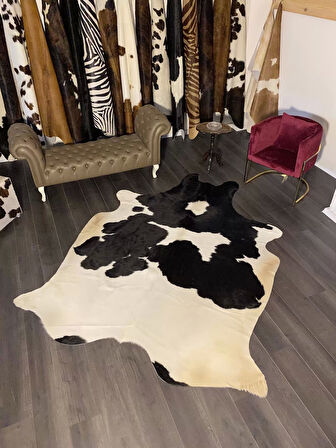 HAKİKİ DERİ DANA POSTU SİYAH - BEYAZ 200 x 250 - 0701000043
