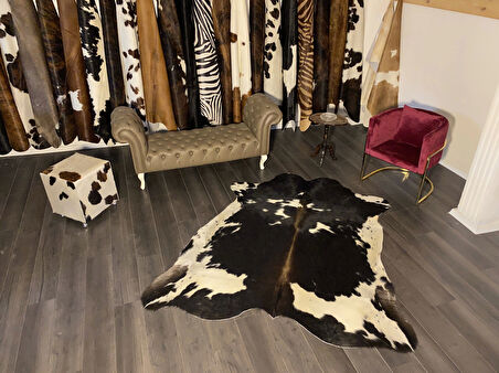 HAKİKİ DERİ DANA POSTU SİYAH - BEYAZ 185 x 210 - 0701000050