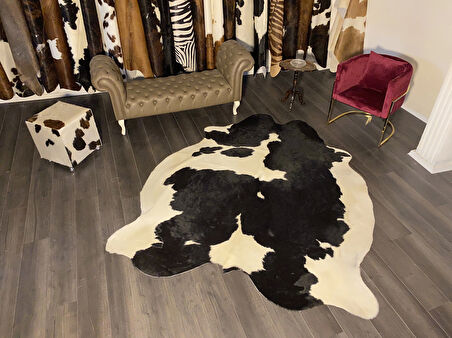 HAKİKİ DERİ DANA POSTU SİYAH - BEYAZ 195 x 240 - 0701000054