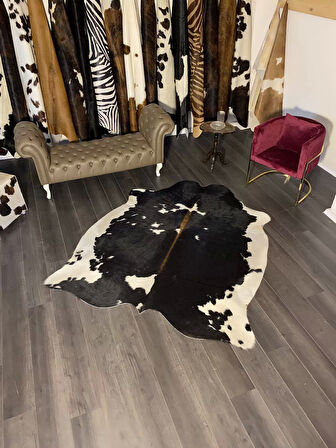 HAKİKİ DERİ DANA POSTU SİYAH - BEYAZ 175 x 210 - 0701000062