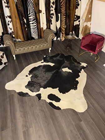 HAKİKİ DERİ DANA POSTU SİYAH - BEYAZ 210 x 225 - 0701000067