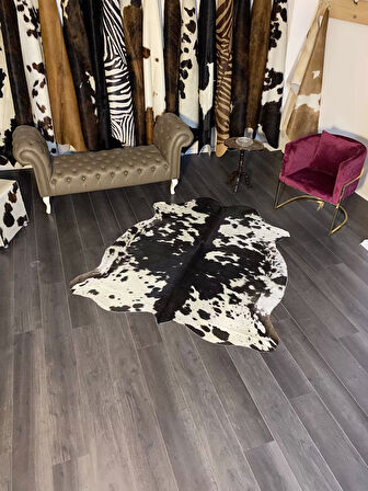 HAKİKİ DERİ DANA POSTU SİYAH - BEYAZ 165 x 190 - 0701000085