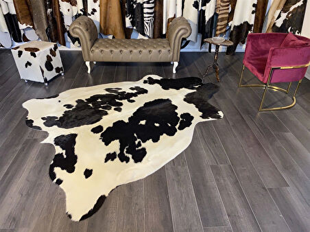 HAKİKİ DERİ DANA POSTU SİYAH - BEYAZ 195 x 250 - 0701000171