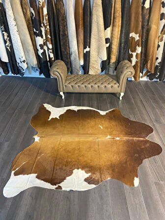 HAKİKİ DERİ DANA POSTU KAHVE - BEYAZ 200 x 230 - 0801000012