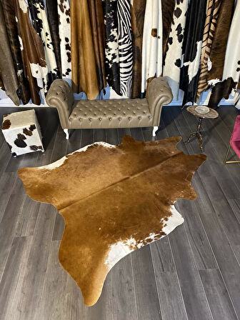 HAKİKİ DERİ DANA POSTU KAHVE - BEYAZ 195 x 230 - 0801000050