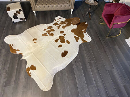 HAKİKİ DERİ DANA POSTU KAHVE - BEYAZ 205 x 250 - 0801000067