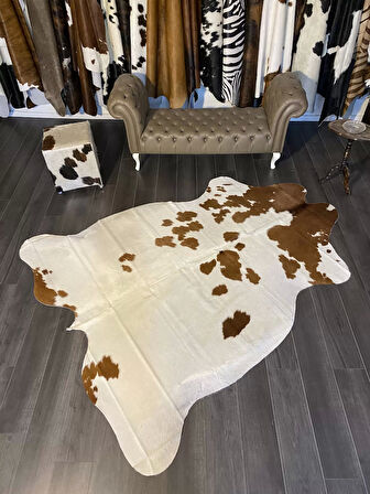 HAKİKİ DERİ DANA POSTU KAHVE - BEYAZ 205 x 250 - 0801000067