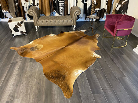 HAKİKİ DERİ DANA POSTU KAHVE - BEYAZ 210 x 255 - 0801000069