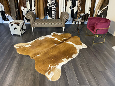 HAKİKİ DERİ DANA POSTU KAHVE - BEYAZ 190 x 215 - 0801000087