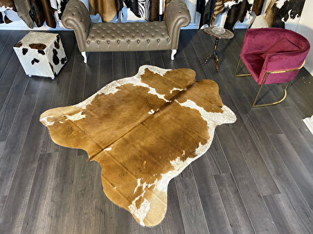 HAKİKİ DERİ DANA POSTU KAHVE - BEYAZ 190 x 215 - 0801000087