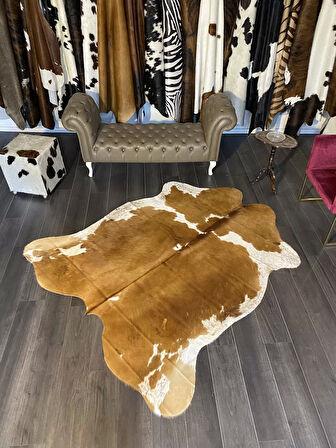 HAKİKİ DERİ DANA POSTU KAHVE - BEYAZ 190 x 215 - 0801000087