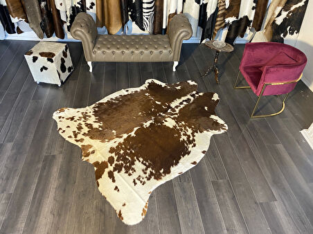 HAKİKİ DERİ DANA POSTU KAHVE - BEYAZ 180 x 220 - 0801000088