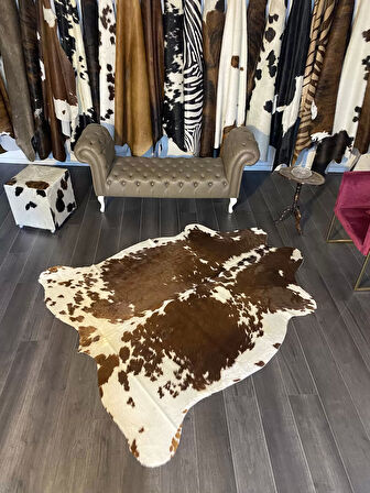 HAKİKİ DERİ DANA POSTU KAHVE - BEYAZ 180 x 220 - 0801000088