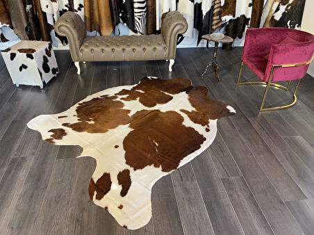 HAKİKİ DERİ DANA POSTU KAHVE - BEYAZ 170 x 210 - 0801000092