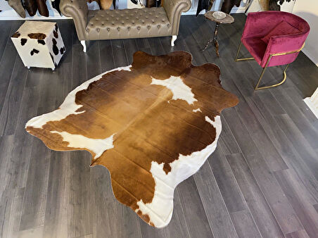 HAKİKİ DERİ DANA POSTU KAHVE - BEYAZ 190 x 220 - 0801000094