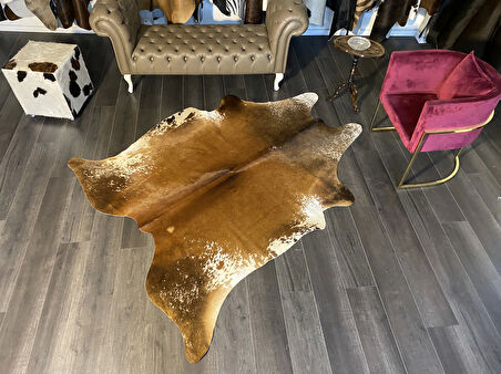 HAKİKİ DERİ DANA POSTU KAHVE - BEYAZ 180 x 225 - 0801000140