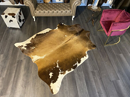 HAKİKİ DERİ DANA POSTU KAHVE - BEYAZ 180 x 210 - 0801000142