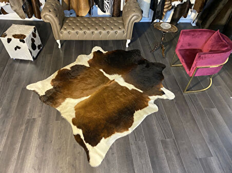 HAKİKİ DERİ DANA POSTU KAHVE - BEYAZ 165 x 210 - 0801000144