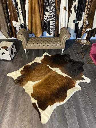 HAKİKİ DERİ DANA POSTU KAHVE - BEYAZ 165 x 210 - 0801000144