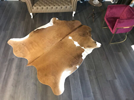 HAKİKİ DERİ DANA POSTU KAHVE - BEYAZ 195 x 215 - 0801000149