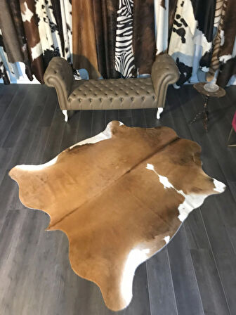 HAKİKİ DERİ DANA POSTU KAHVE - BEYAZ 195 x 215 - 0801000149