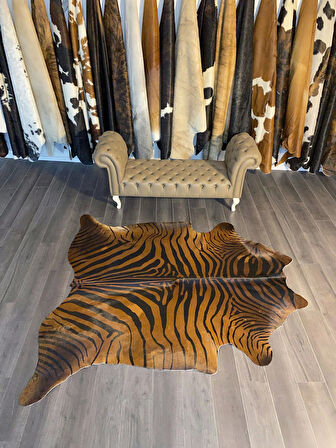 HAKİKİ DERİ DANA POSTU KAHVE ZEBRA 205 x 225 - 1101000006