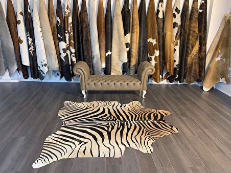 HAKİKİ DERİ DANA POSTU KAHVE ZEBRA 190 x 210 - 1101000009
