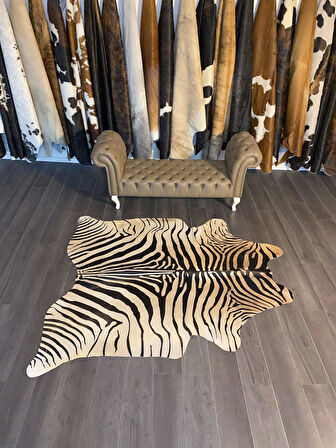 HAKİKİ DERİ DANA POSTU KAHVE ZEBRA 190 x 210 - 1101000009